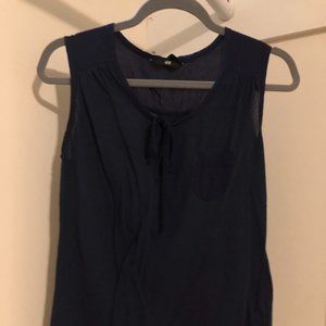 H&M Blue Front Tie Tank Top Size S